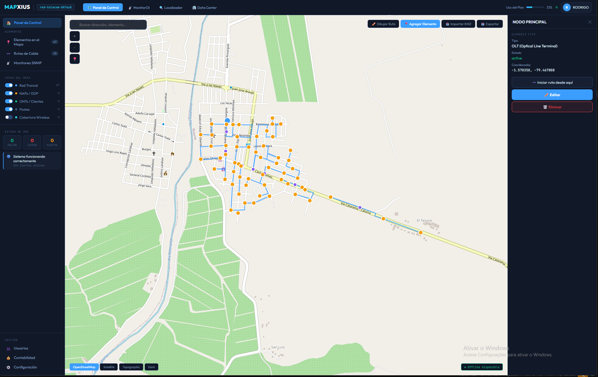 MAPXIUS - Panel de control del sistema